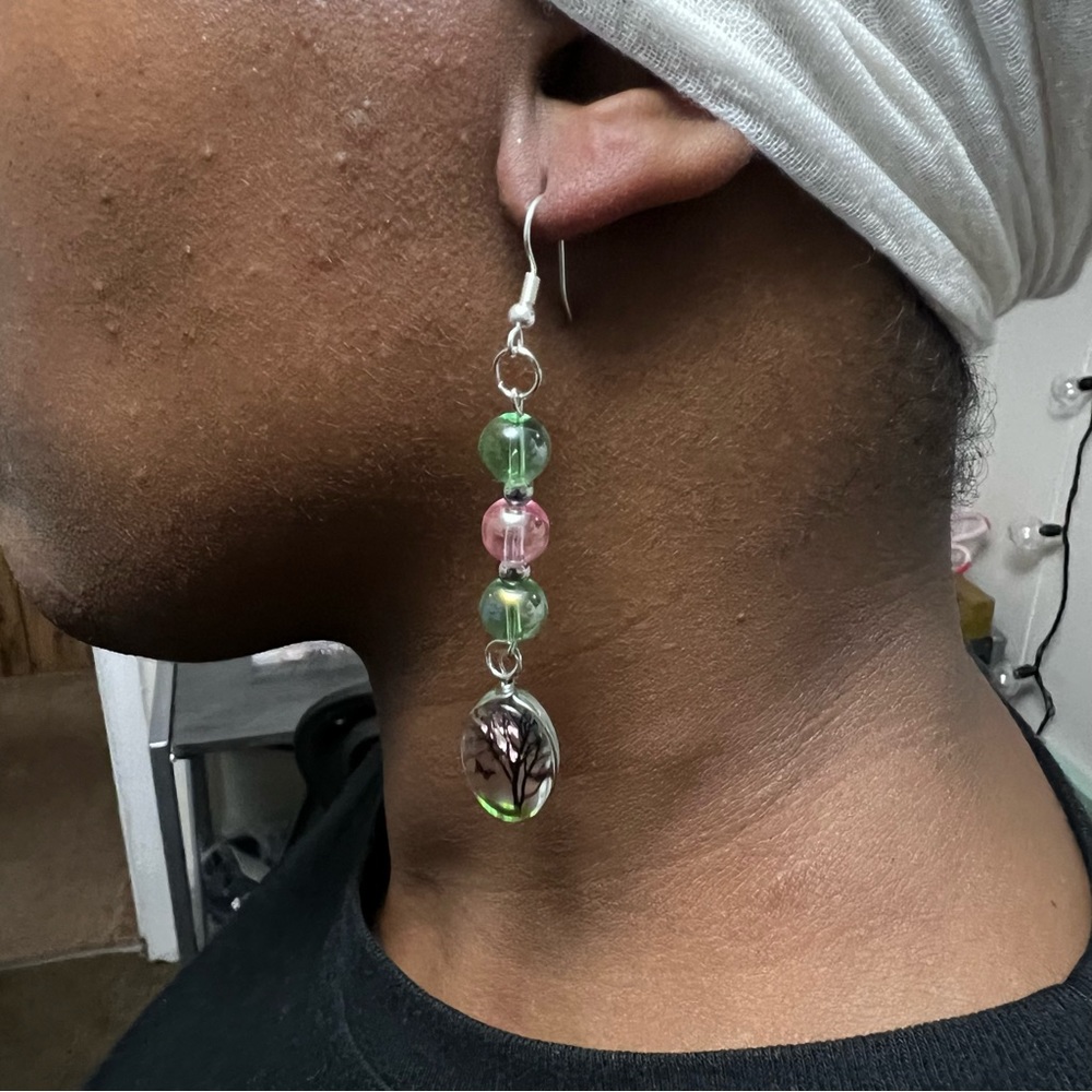 Beautiful handcrafted glass and nickel free dangle earrings